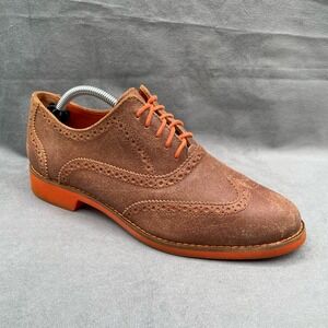 Cole Haan Distressed Women's Shoes 7.5B Brown‎ Orange Leather Lace Up Wingtip